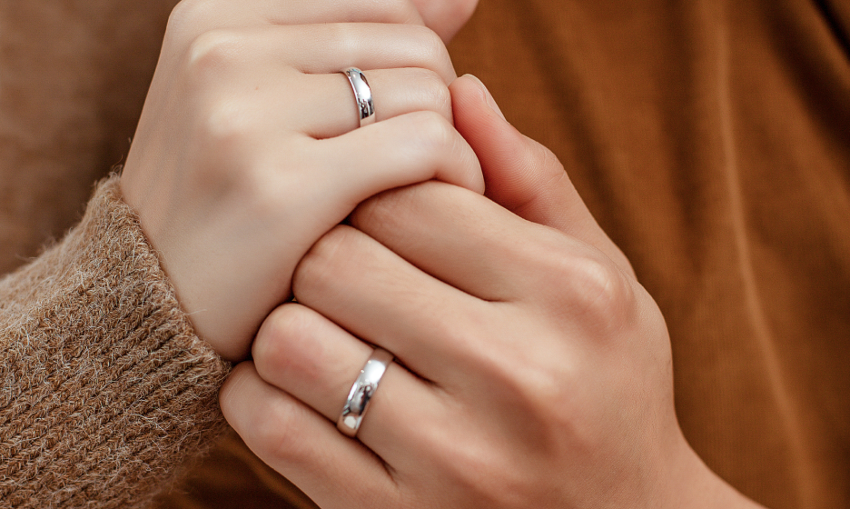 Couple wearing rings