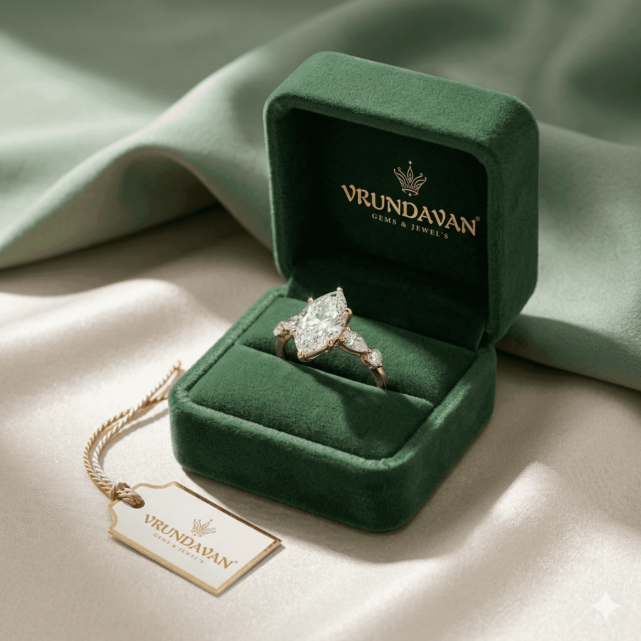 Marquise Diamond Engagement Ring 14K Rose Gold, Solitaire with Side Stones, Unique Bridal Ring, Luxury Wedding Ring for Women